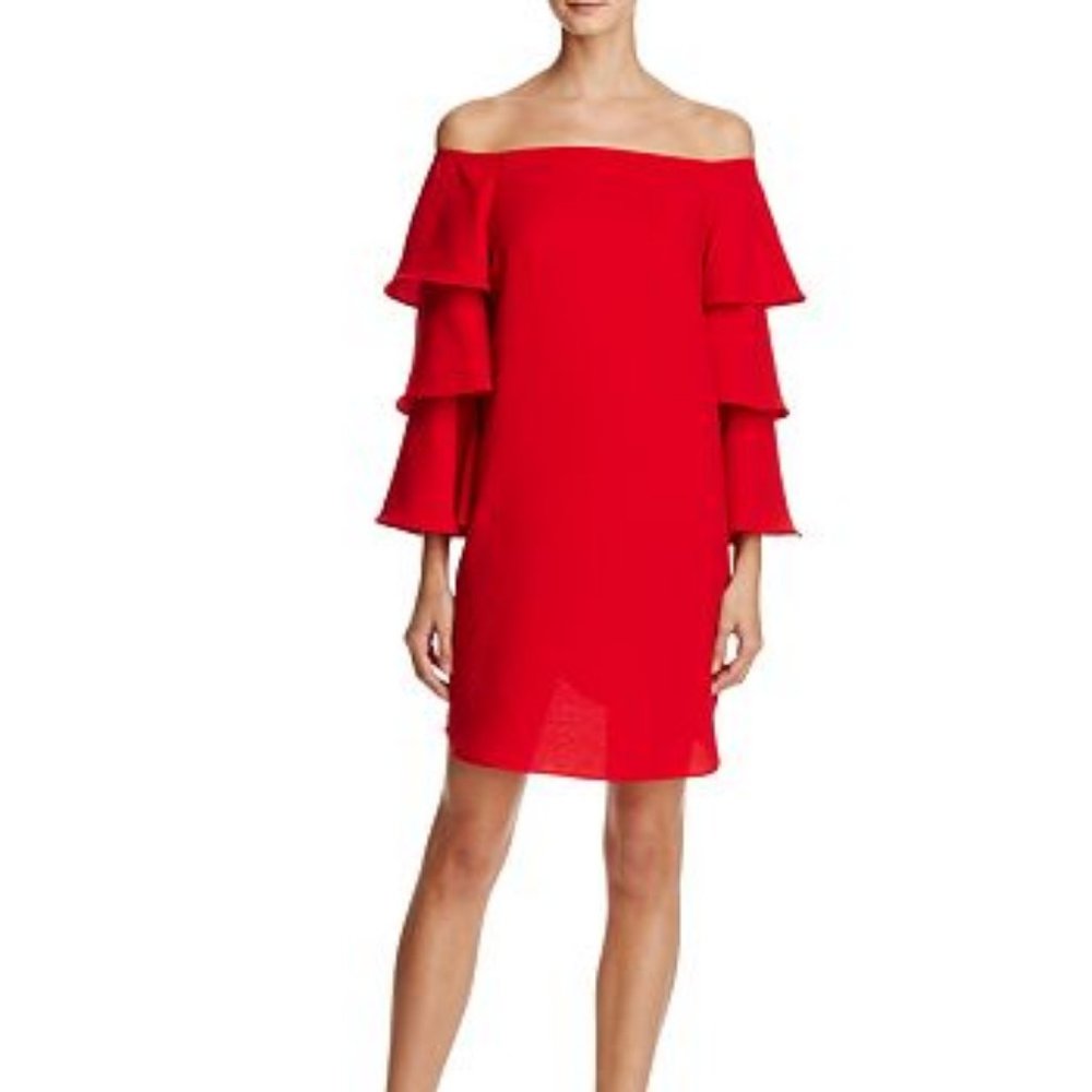 Nanette Lepore Off-the-Shoulder Red Dress - 8